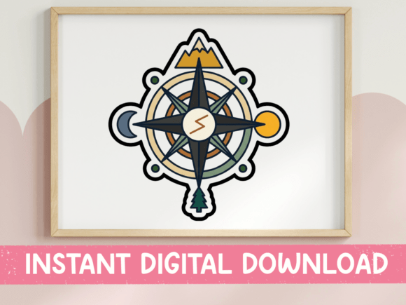 Adventure Compass Rose Sticker Design Graphics