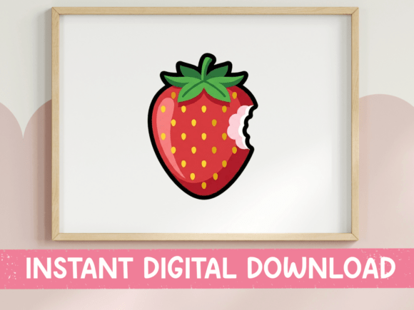 Bitten Strawberry Sticker: Graphics for T-Shirt Designs