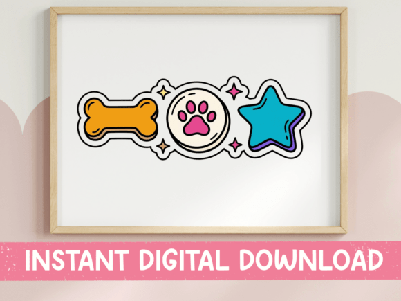 Bone Paw Star Pet Icons Sticker: Graphics for T-Shirt Designs & Local Branding