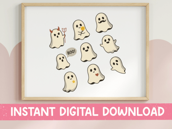 Boo Crew Ghost Emotion Sticker Sheet: Graphics for T-Shirt Designs
