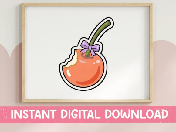 Candy Apple Sticker with Bow Graphics for T-Shirt Designs