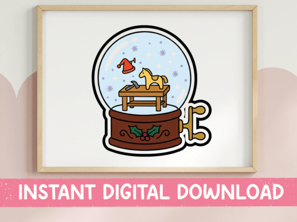 Christmas Snow Globe Music Box Sticker Graphics for T-Shirt Designs