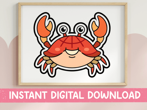 Cute Kawaii Crab Ocean Sticker Graphics