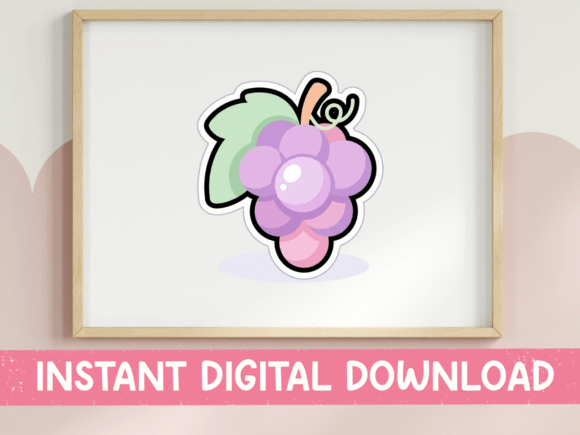 Cute Kawaii Grape Bunch Sticker: Graphics for T-Shirt Designs
