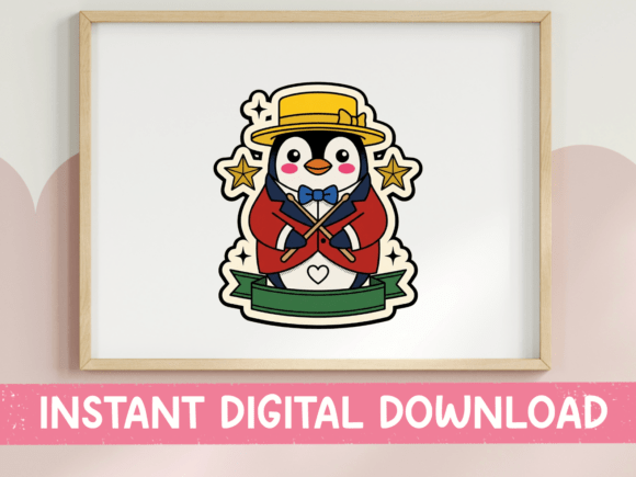 Dapper Penguin Showman Sticker: Graphics for T-Shirt Designs
