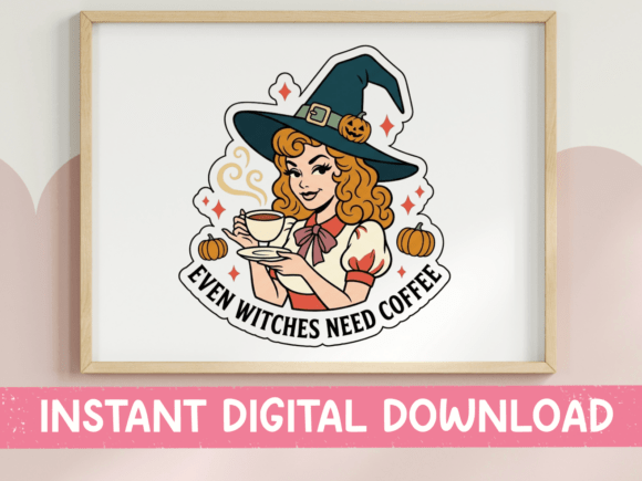 Even Witches Need Coffee Sticker Graphics