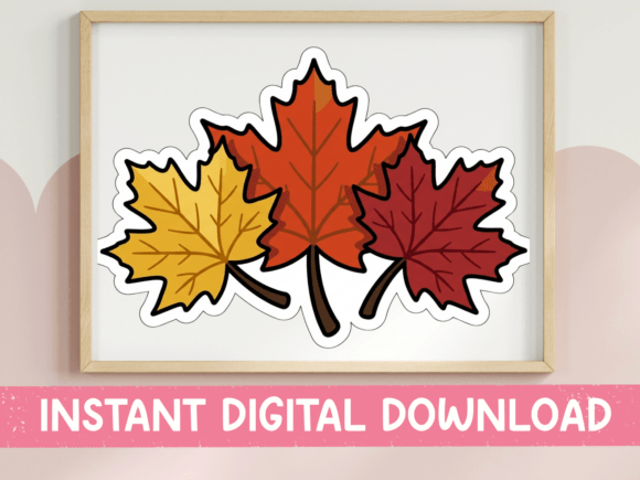 Fall Maple Leaves Trio Sticker Design