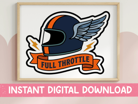 Full Throttle Winged Helmet Sticker