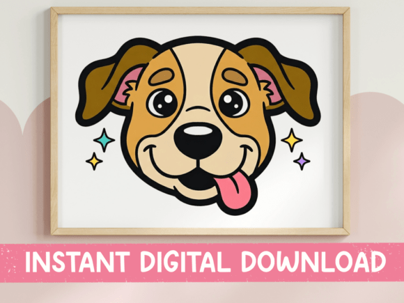 Happy Dog Face Sparkle Sticker: Graphics for T-Shirt Designs