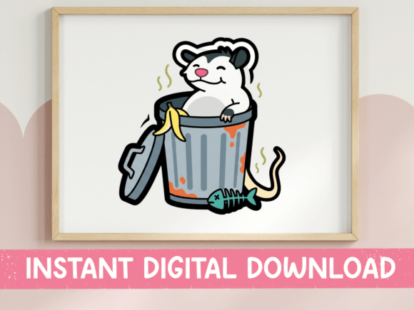 Happy Opossum in Trash Can Sticker