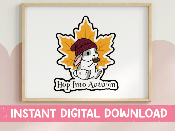 Hop into Autumn Bunny Sticker: Graphics for T-Shirt Designs & Content