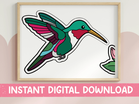 Hummingbird & Flower Sticker Design: Graphics for T-Shirt Designs