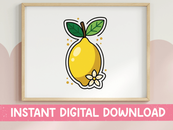 Lemon with Blossom Sticker: Graphics for T-Shirt Designs