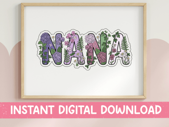 NANA Floral Letter Sticker Design: Graphics & T-Shirt Designs