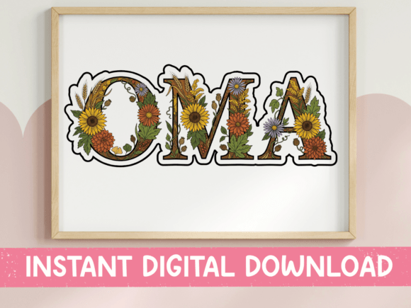 OMA Floral Letter Sticker Design