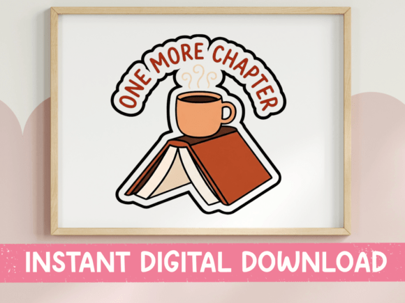 One More Chapter Book and Coffee Sticker Graphics