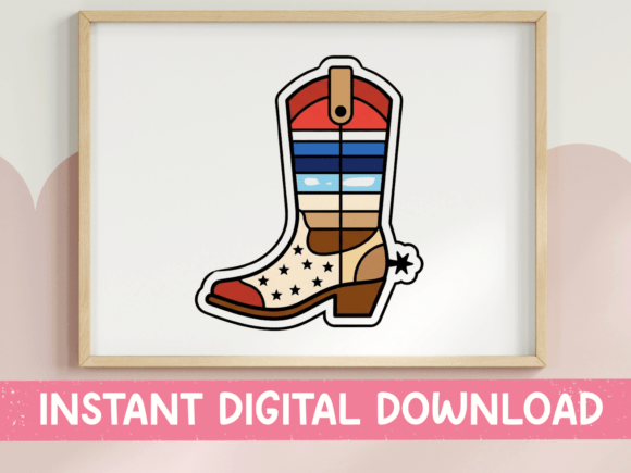 Patriotic Cowboy Boot Stars Sticker: Graphics for T-Shirt Designs & Local Branding