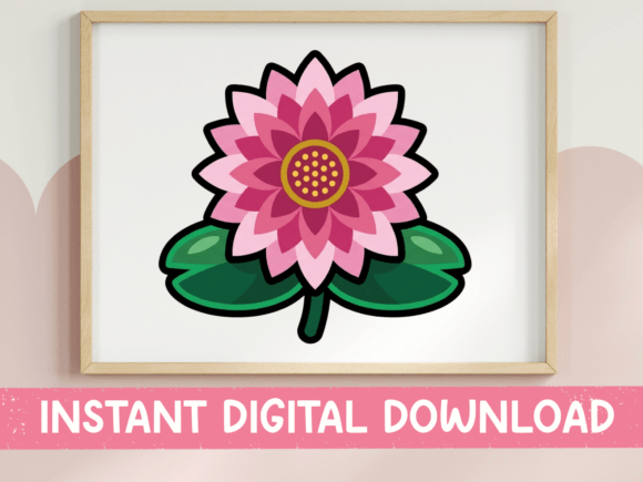 Pink Lotus Flower Sticker Design: Graphics & T-Shirt Designs