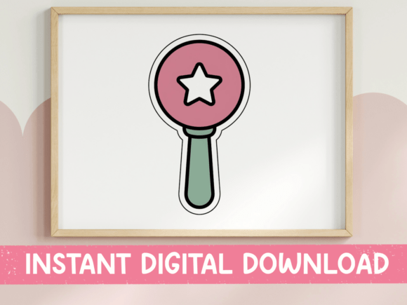 Pink Star Baby Rattle Graphics for T-Shirt Designs