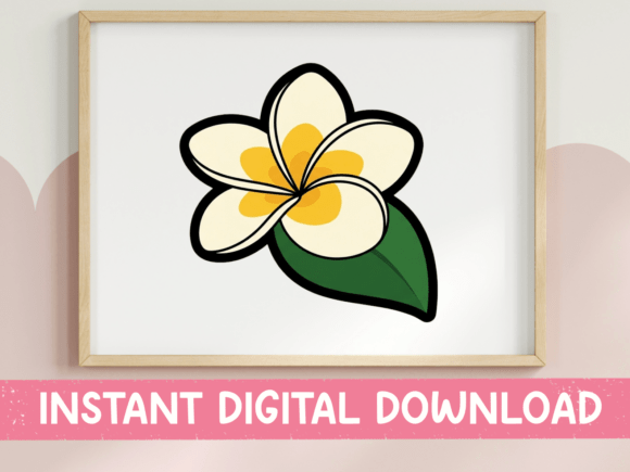 Plumeria Flower with Leaf Sticker: Graphics for T-Shirt Designs