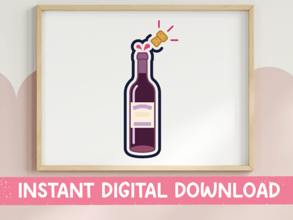 Popping Wine Bottle Sticker Design Graphics