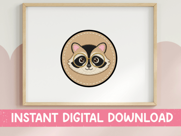 Raccoon Face Patch Style Sticker: Graphics for T-Shirt Designs