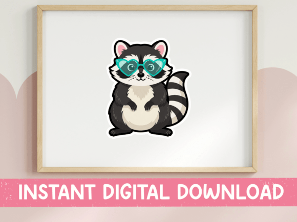 Raccoon with Teal Glasses Sticker: Graphics for T-Shirt Designs