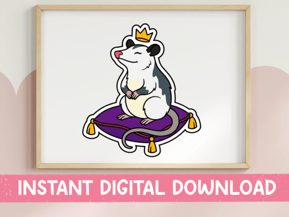 Royal Opossum on Velvet Pillow Sticker