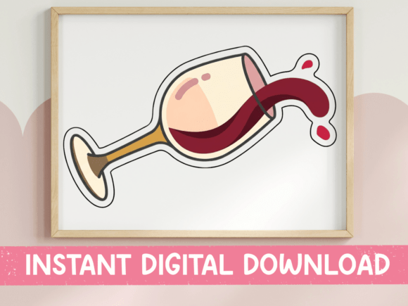 Spilled Wine Glass Sticker Design: Graphics for T-Shirt Designs