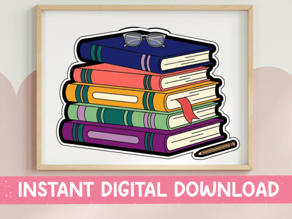 Stack of Books Sticker: Graphics & T-Shirt Designs