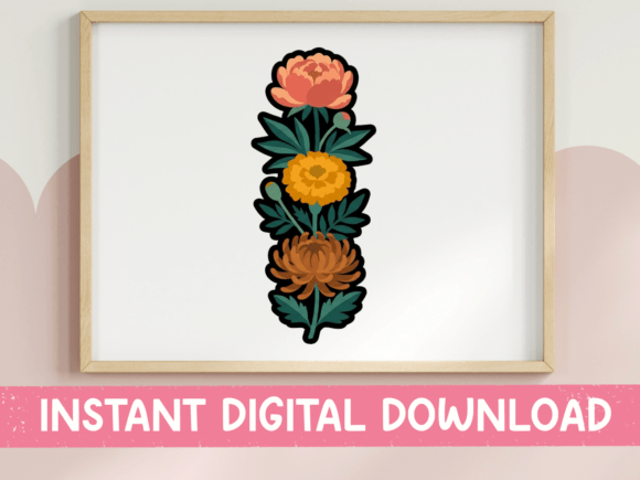 Stacked Floral Bloom Tower Sticker: Graphics for T-Shirt Designs