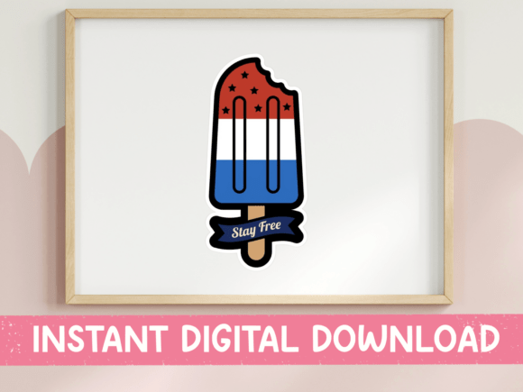 Stay Free Patriotic Popsicle Sticker: Graphics & T-Shirt Designs