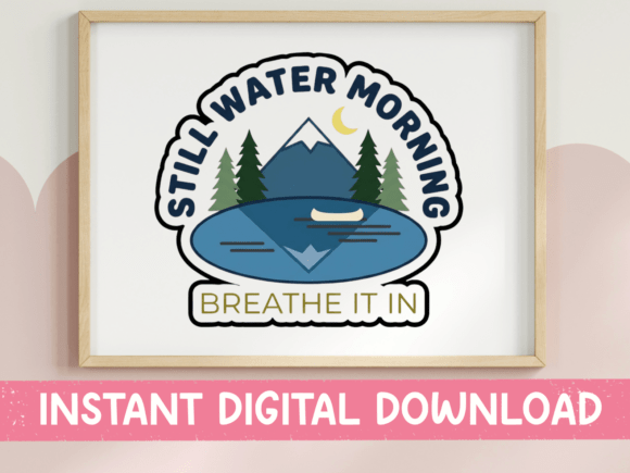 Still Water Morning Canoe Lake Sticker Graphics