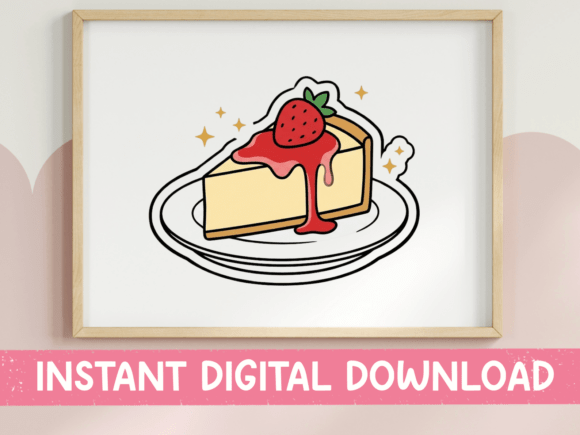 Strawberry Cheesecake Sticker Design: Graphics for T-Shirt Designs