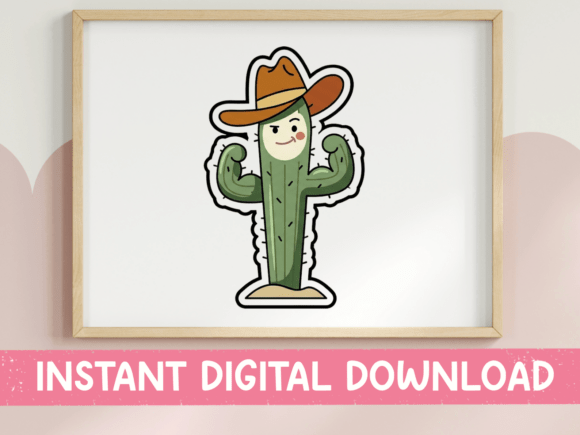 Tough Cowboy Cactus Sticker: Graphics for T-Shirt Designs