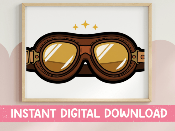 Vintage Aviator Goggles Sticker Graphics for T-Shirt Designs