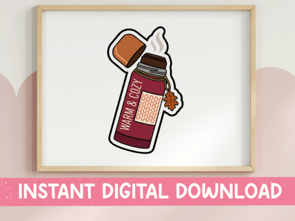 Warm and Cozy Thermos Fall Sticker: Graphics & T-Shirt Designs