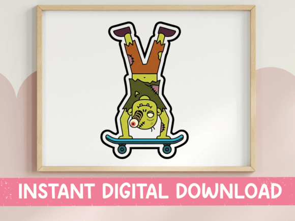 Zombie Skateboarder Headstand Sticker